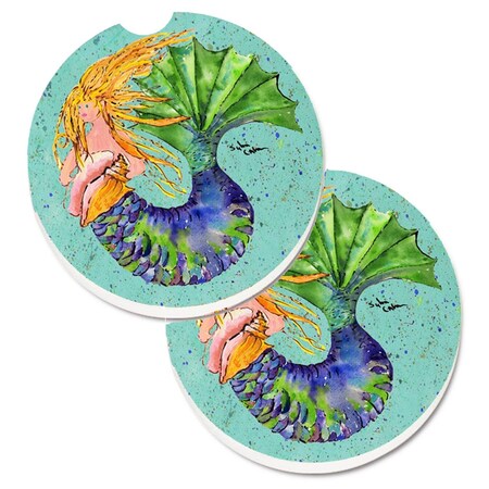 Carolines Treasures Mermaid Set of 2 Cup Holder Car Coaster 8336CARC